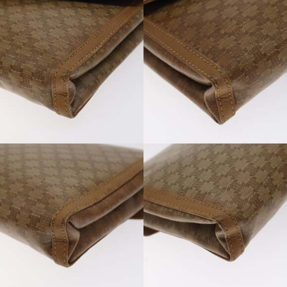 CELINE Macadam Canvas Shoulder Bag Brown Gold - Picture 10 of 12